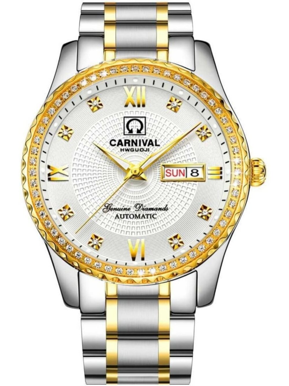 Luxury Gold Automatic Men's Watch | Swiss Made, Luminous, Diamond Accent